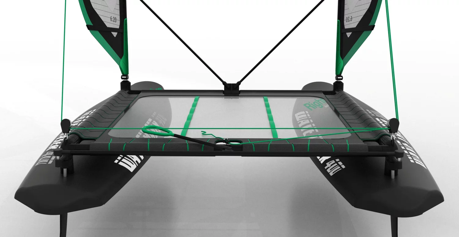 The Wave Chaser's twin catamaran hulls are connected by a raised platform