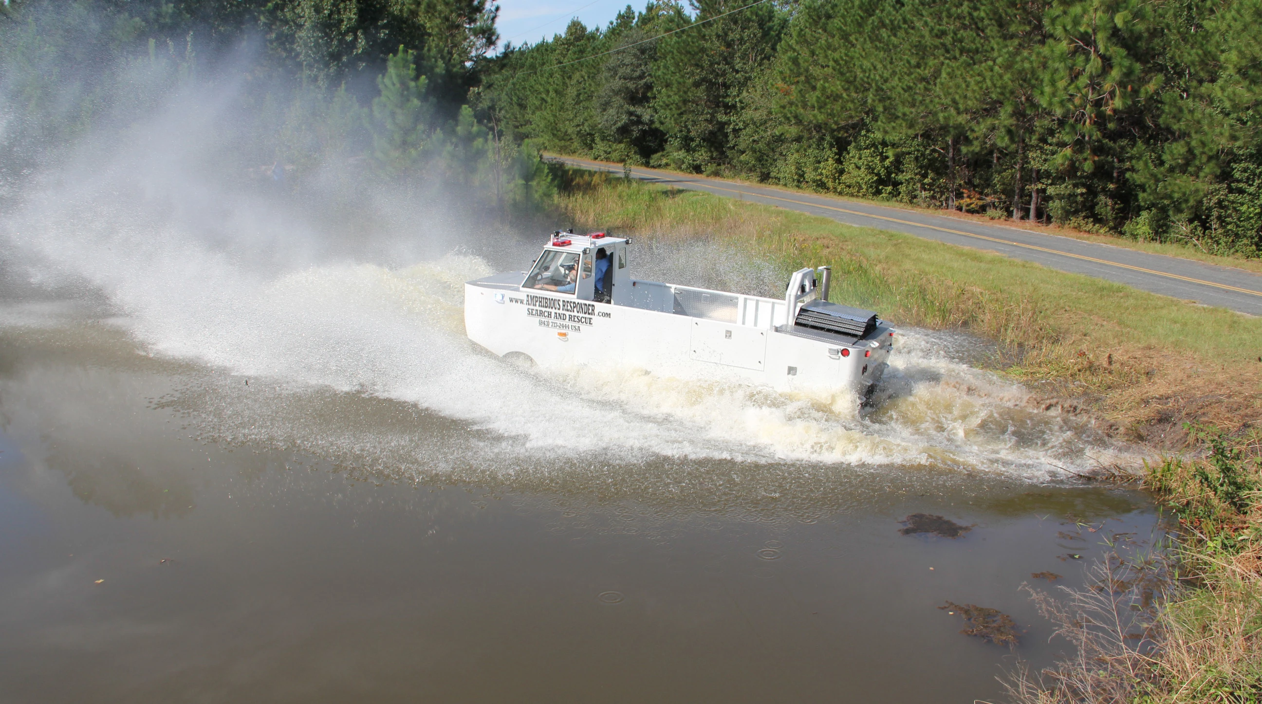 The Amphibious Responder was designed to transport rescuers and materials into disaster zones