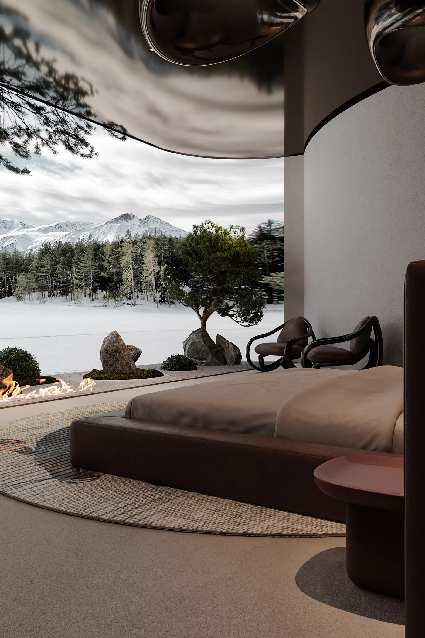 One of Plan B's bedrooms would feature a large screen showing different vistas