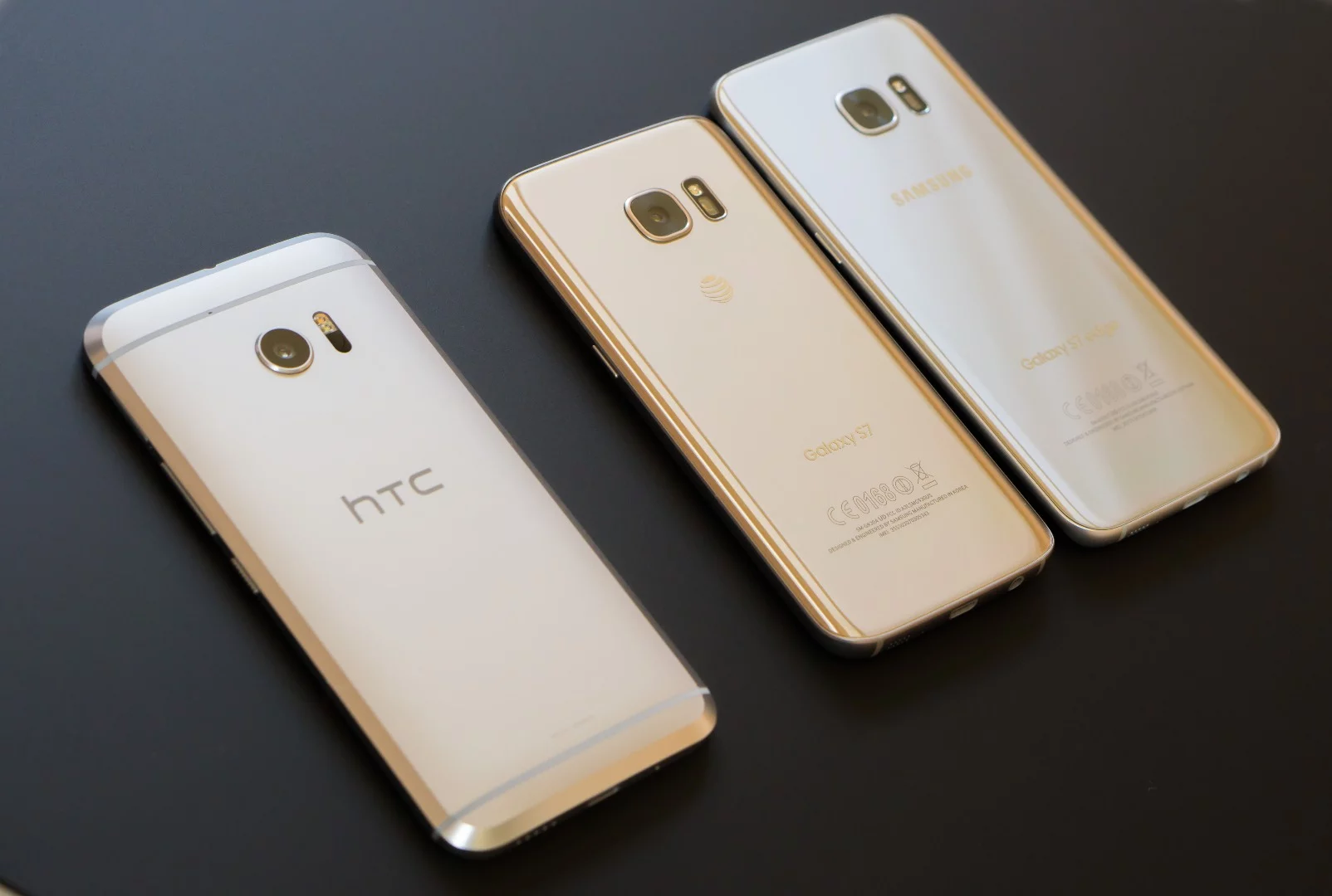 The HTC 10 with the Galaxy S7 and Galaxy S7 edge