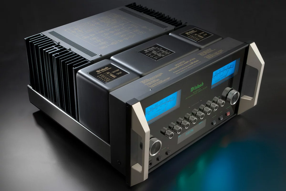 The MA9000 integrated amplifier from McIntosh punches out 300 watts per channel