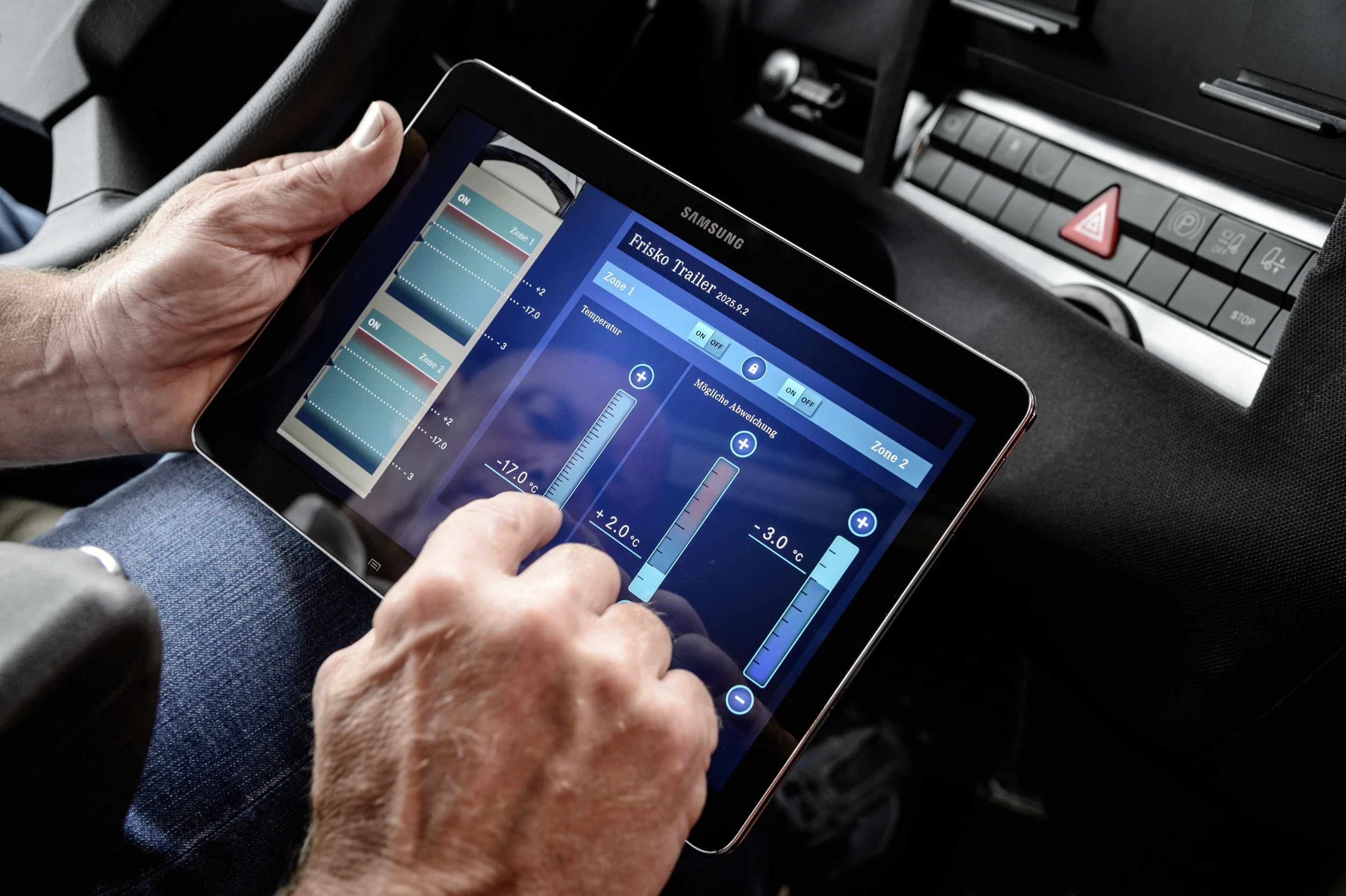 The Daimler autonomous truck tablet controls vehicle systems