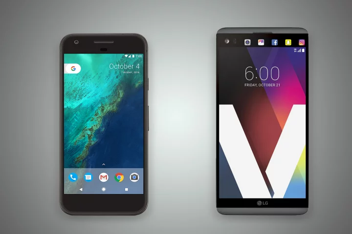 New Atlas compares the features and specs of the Google Pixel XL (left) and LG V20