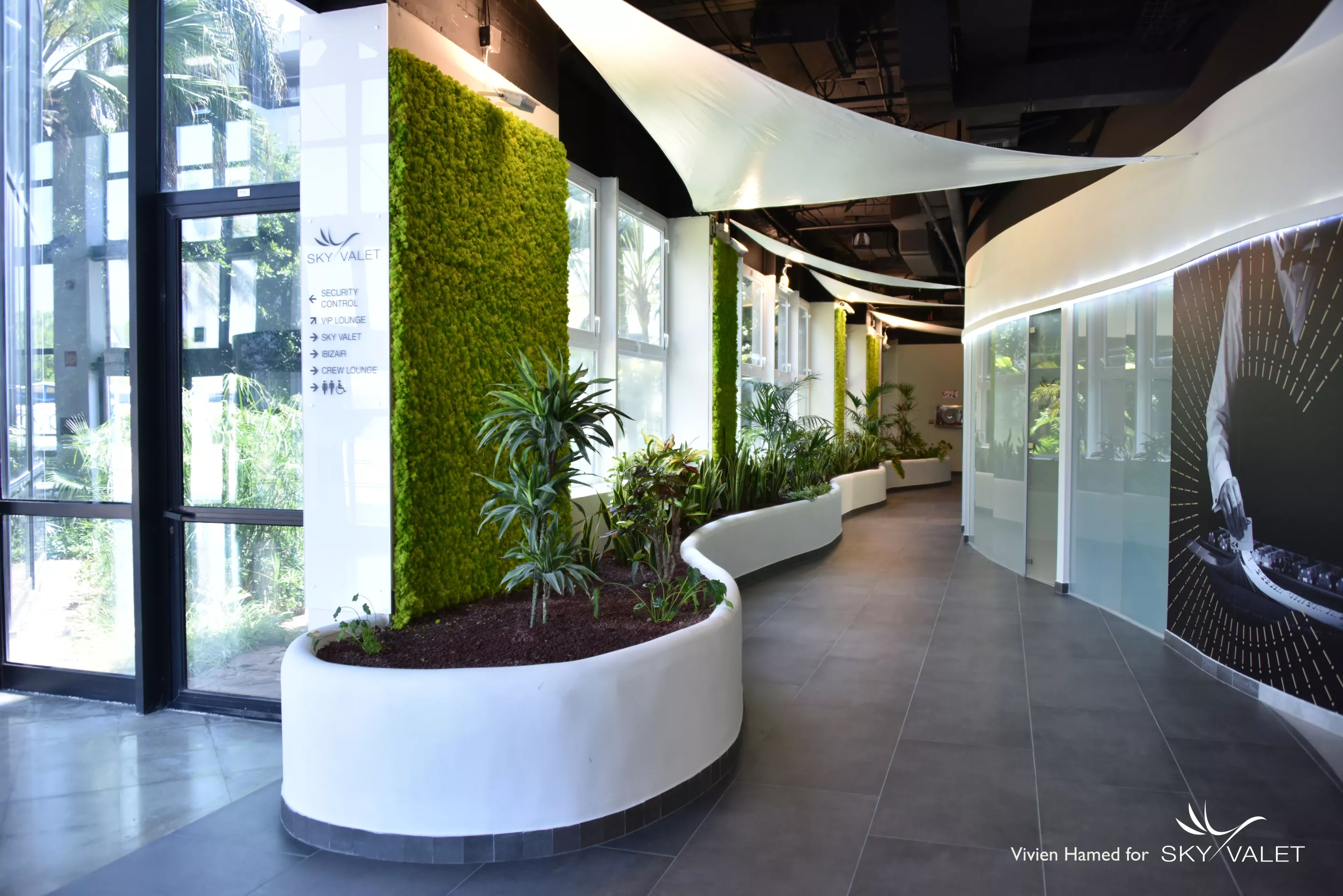 Benetti Home has introduced its distinctive green walls to the interior spaces of Sky Valet's network of Fixed-Base Operators