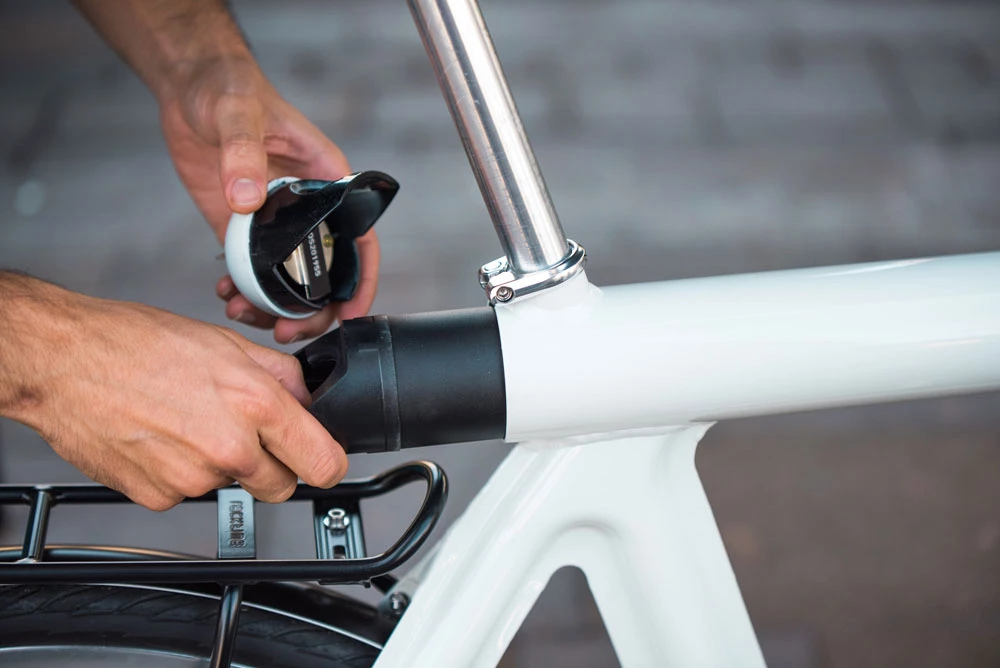 The Pressed E-bike's removable battery