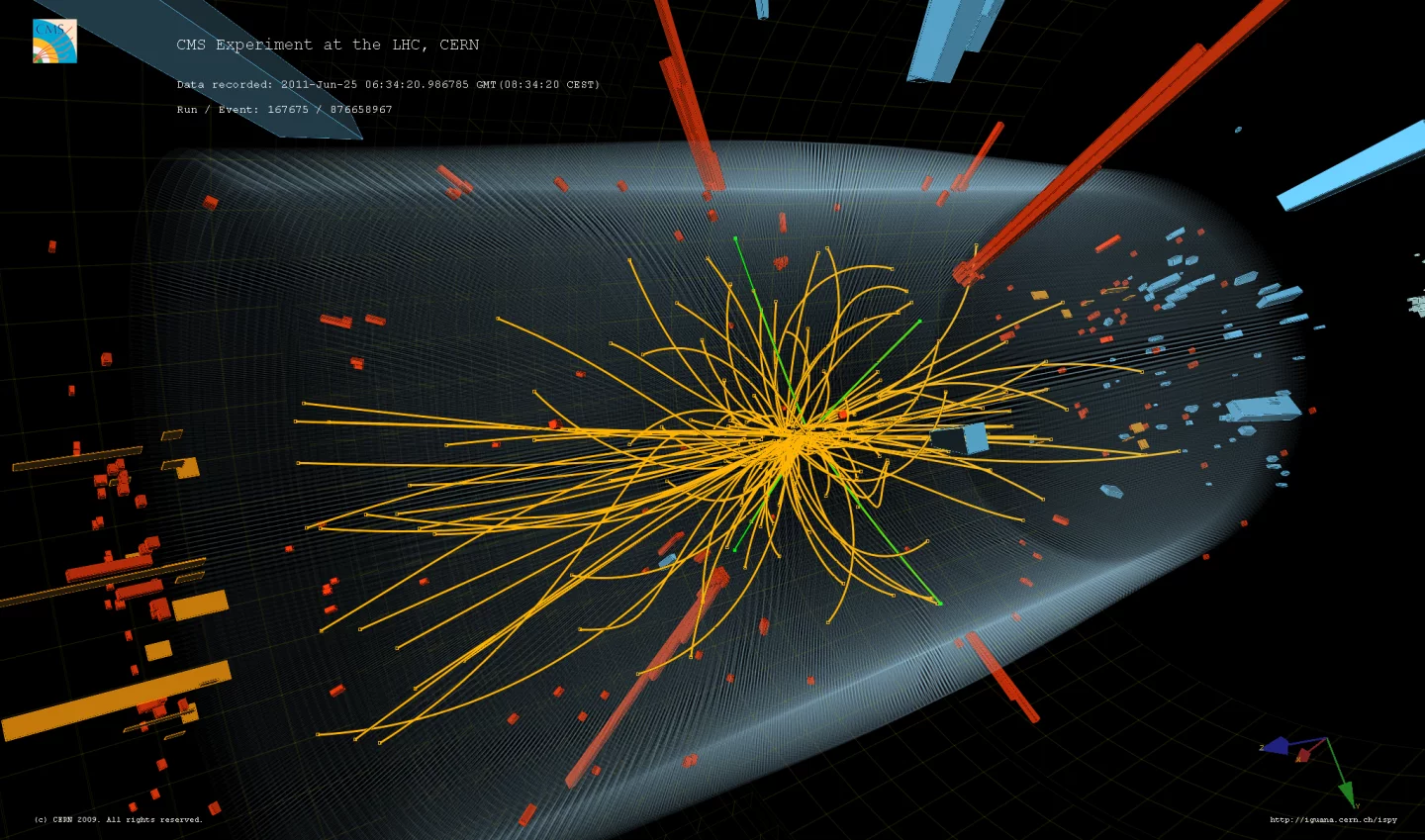 One of the collisions that revealed the fingerprints of the Higgs boson in 2011