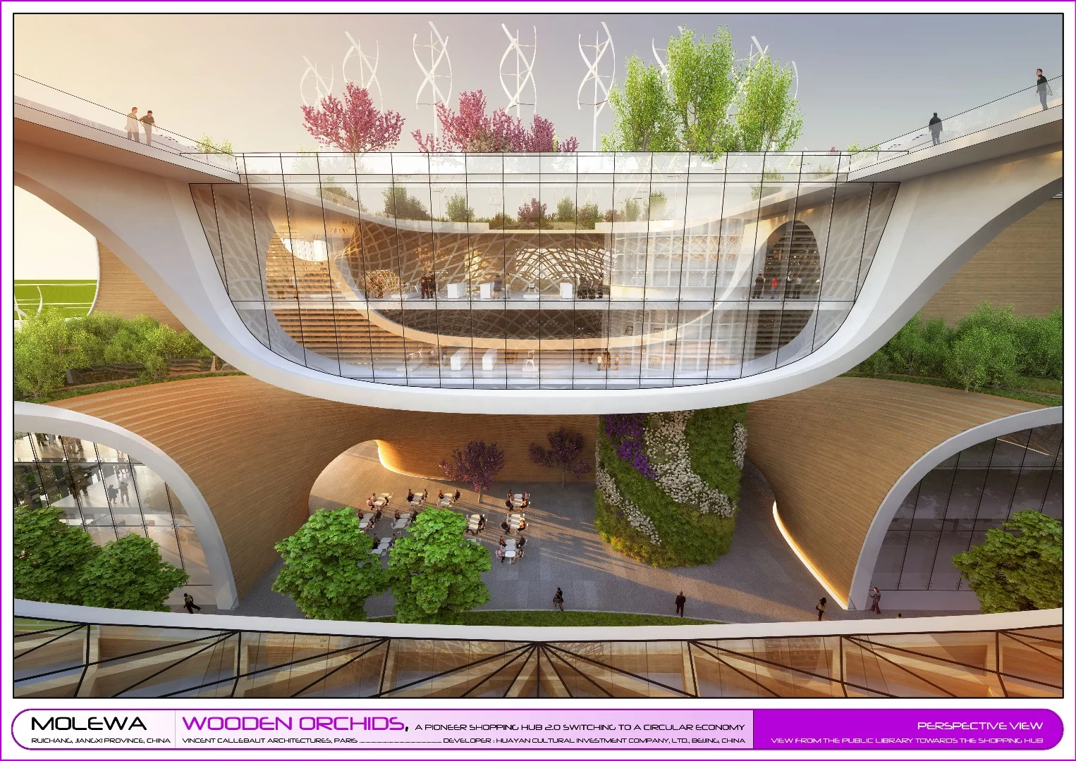 The Wooden Orchids project concerns a large sustainable shopping mall complex proposed for Jiangxi Province, China