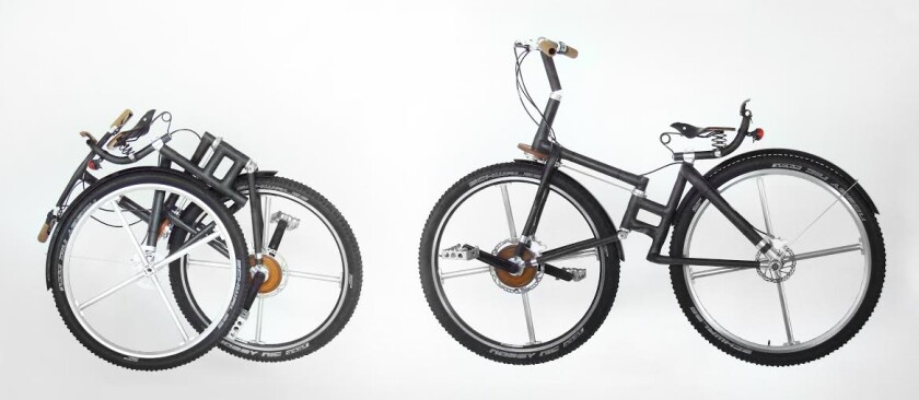 The IzzyBike folds without the need for extra hinges built into its frame