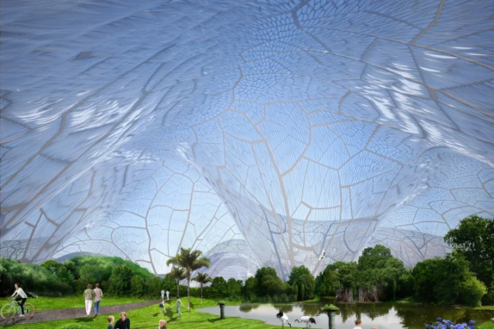 Bubbles is a huge sealed canopy filled with clean air proposed for Beijing