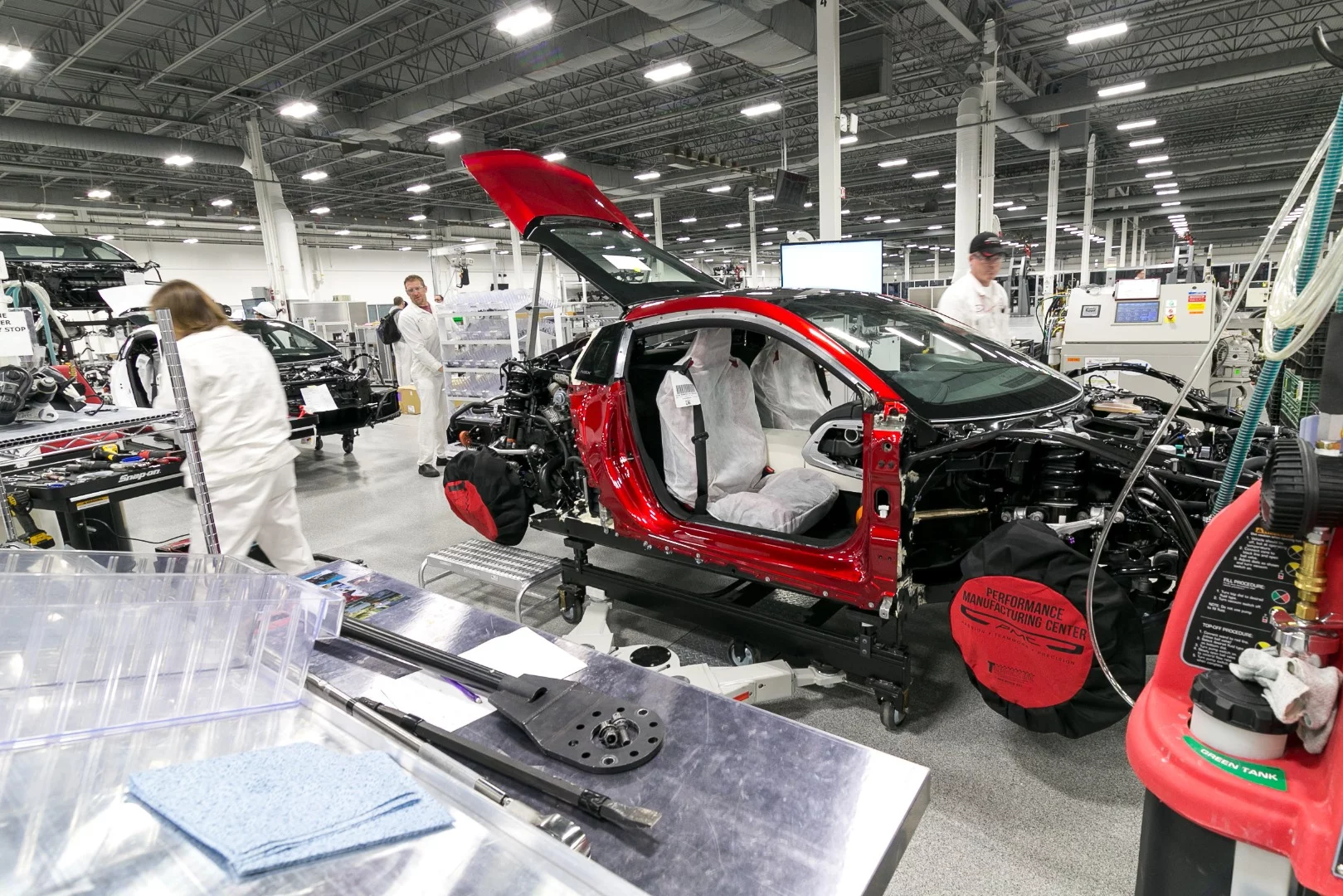 NSX with door frame, suspension components and interior in place