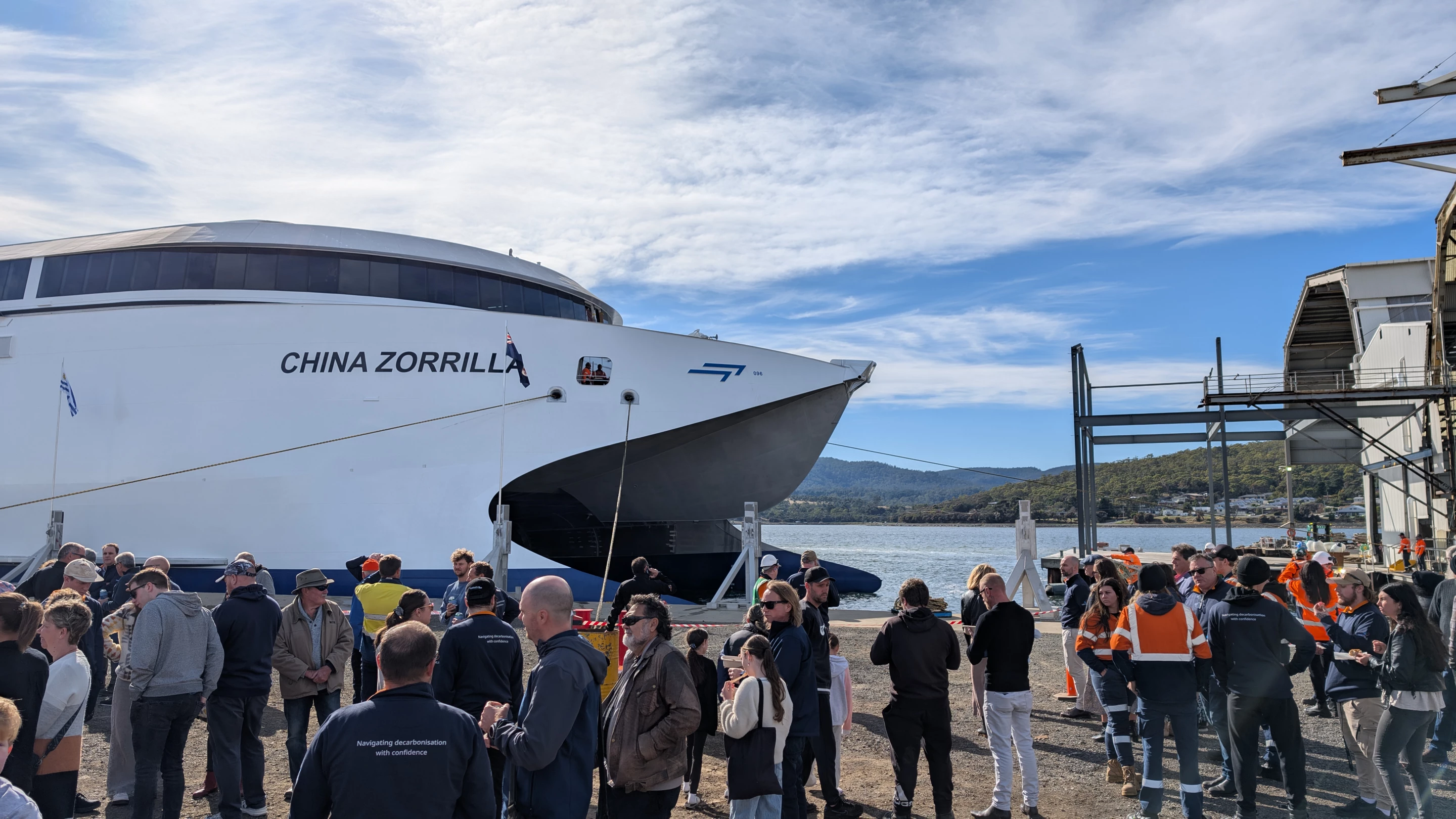 The China Zorrilla was launched at Incat's shipyard in Hobart, Tasmania