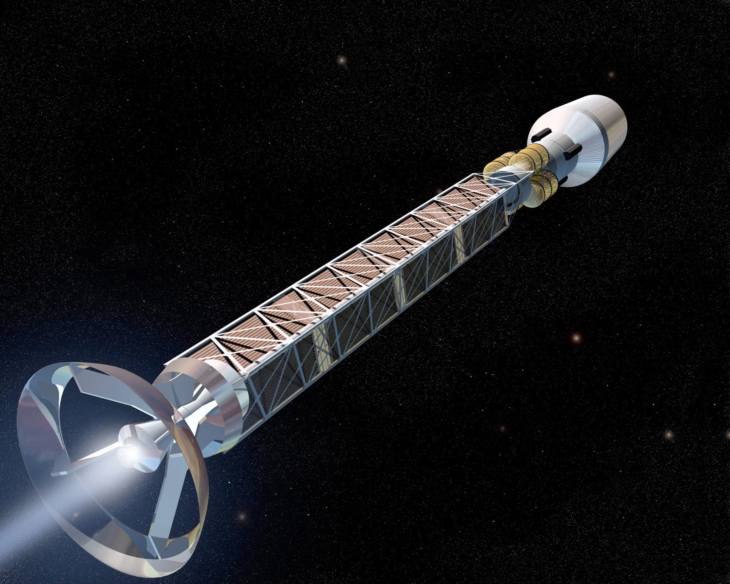 NASA artist's conception of a beamed core antimatter spacecraft (Image: NASA)