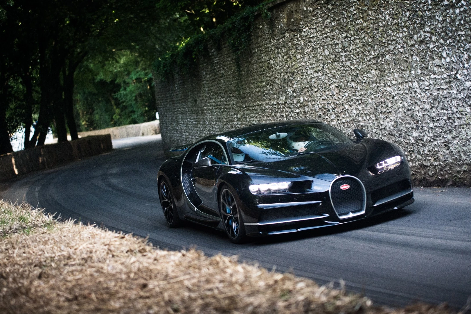 The Bugatti Chiron on its way up the hill at Goodwood