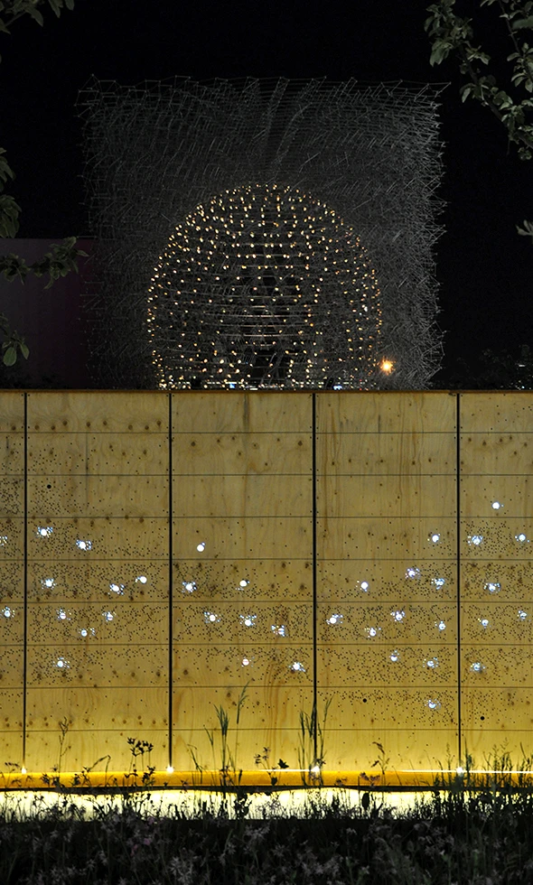 UK Pavilions lights up at night