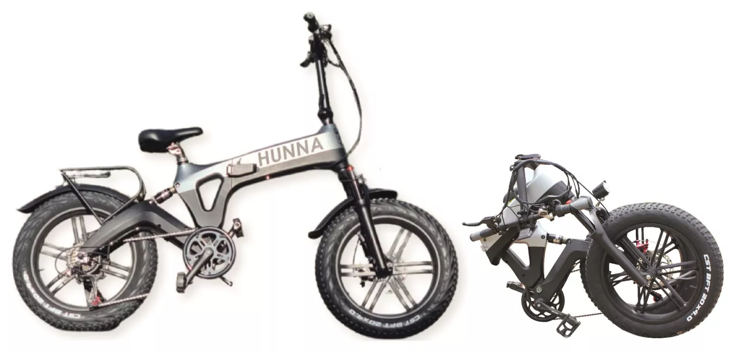 The Hunna ebike folds down for transit in three easy steps
