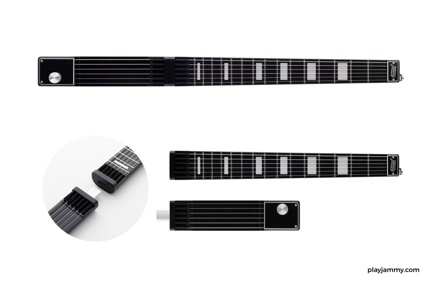 RnD64 has abandoned the original Jammy's sliding design in favor of an electronics-packing body that slides into a 15-fret neck