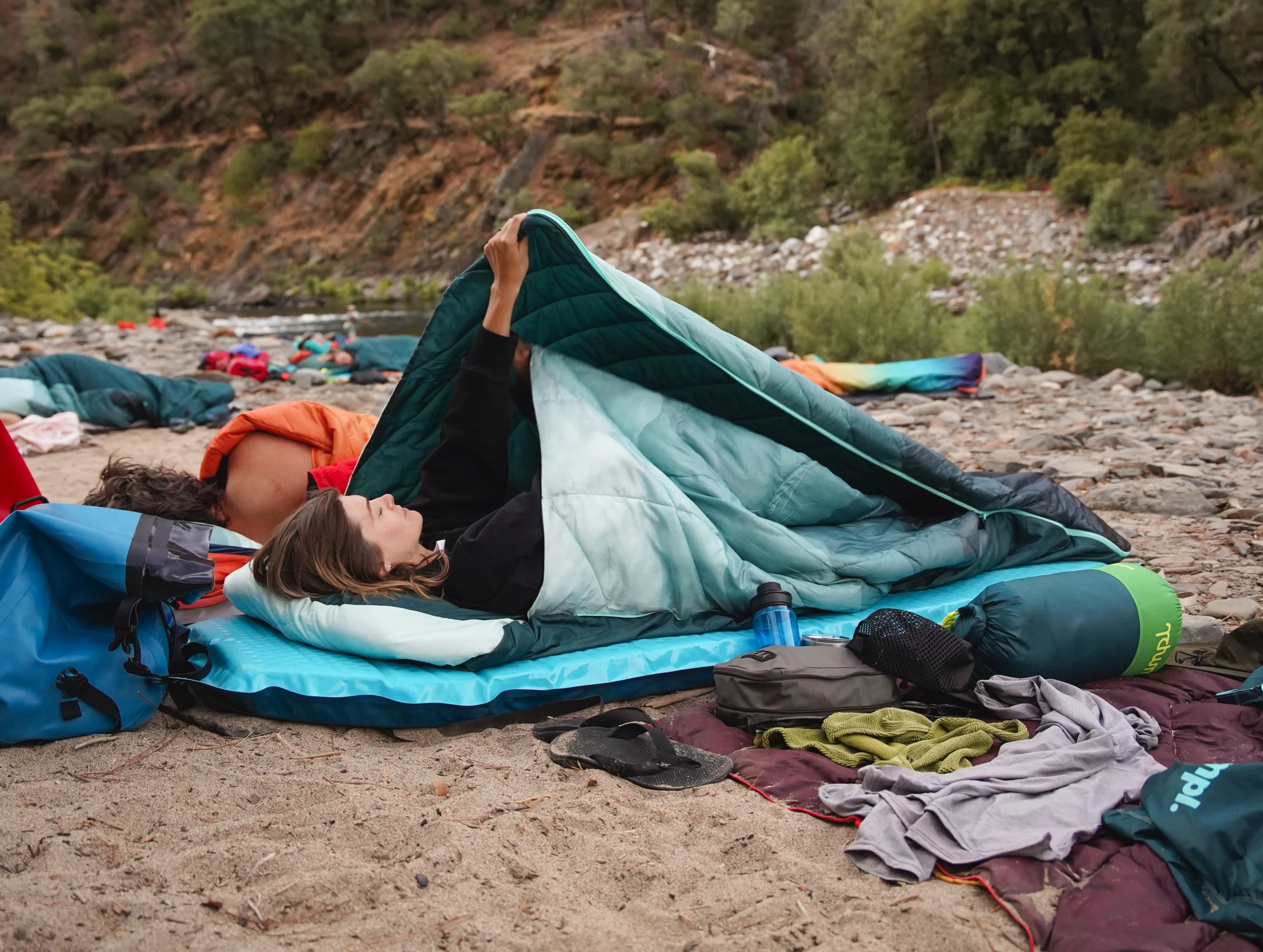 Rumpl's new dual-wing Wrap Sack design creates a multi-layer outdoor bedding set that provides more room and adjustability