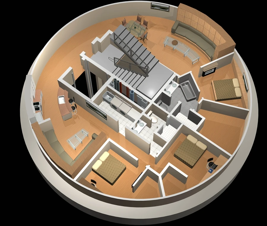 A floor-plan of a shelter condo