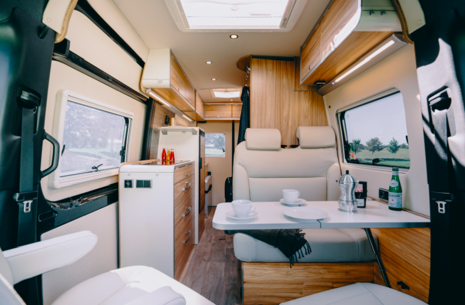 Hymer offers two choices of wood finish for the Grand Canyon S