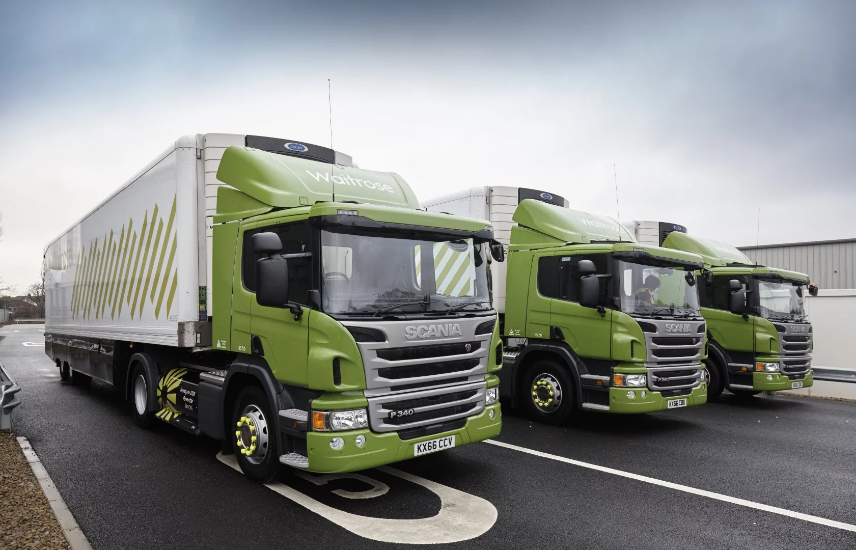 The fleet of CNG trucks being used by Waitrose for deliveries