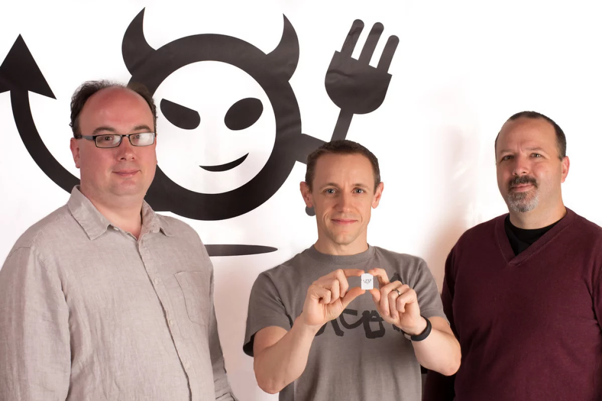 (From left) Imp Electric founders Peter Hartley, Hugo Fiennes and Kevin Fox show off the Imp