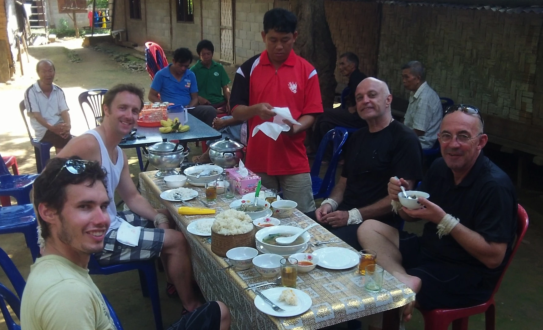 The meals were traditional Laotion Hill Tribe fare - certainly not what any of us were accustomed to, but easily accessible to those of us with traditional western diets. Sometimes we weren't sure what we were eating, and Geoff's advice was consistent: "eat, don't ask what it is."