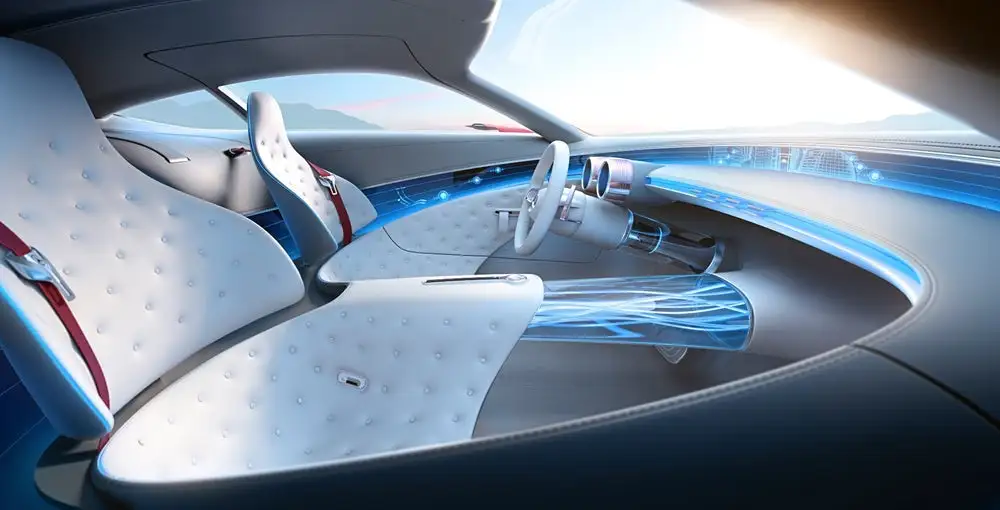 The white interior and tubular gauges of last year's Maybach 6 concept look much like the interior in the teaser for this year's concept, leading us to believe that the new car builds on the Vision Maybach 6, likely as a convertible
