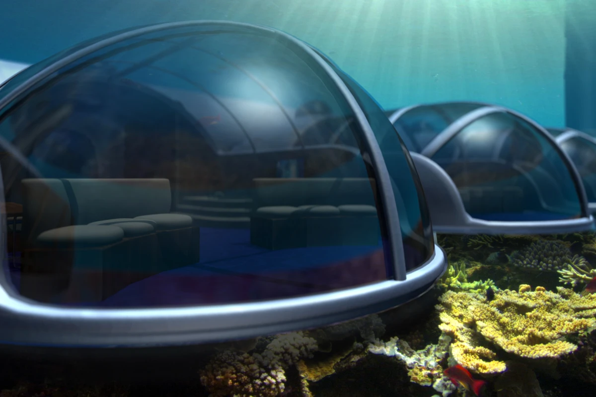 The walls will be made of transparent acrylic to guarantee visibility to underwater vistas