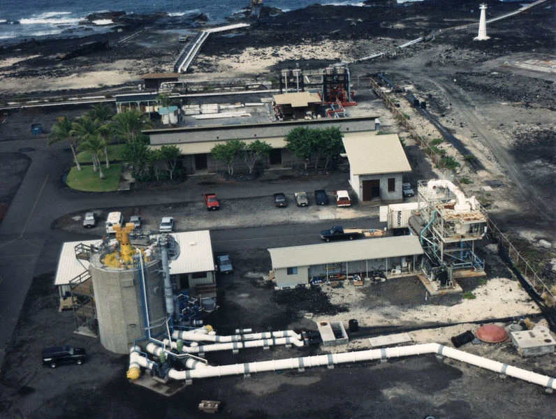 A land based OTEC facility at Keahole Point on the Kona coast of Hawaii