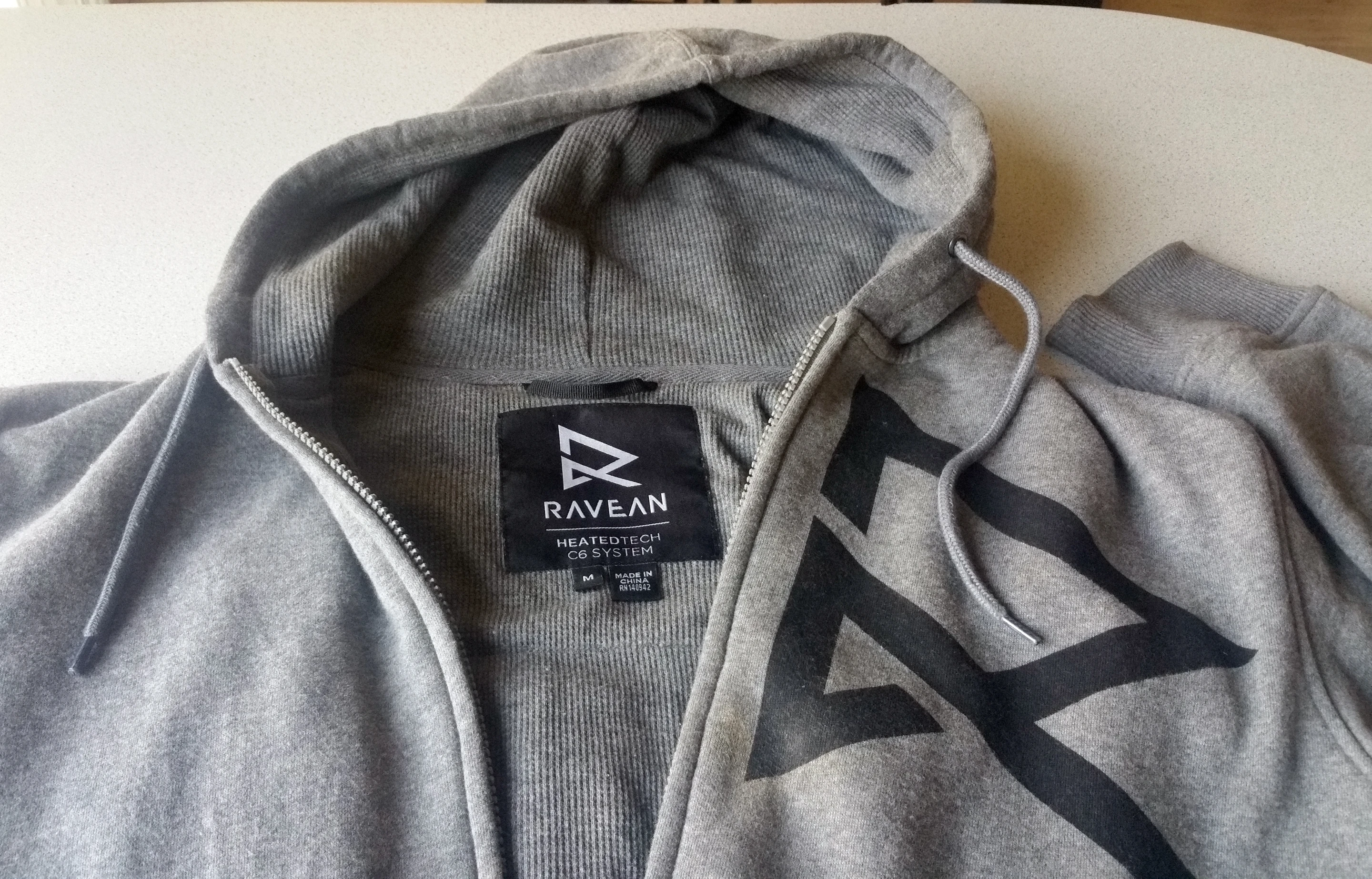 The Ravean heated hoodie feels thick and plush with the layers of material