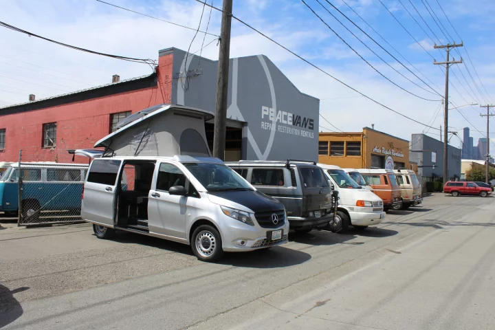 Compact, German-designed camper vans old and new are Peace Vans' specialty