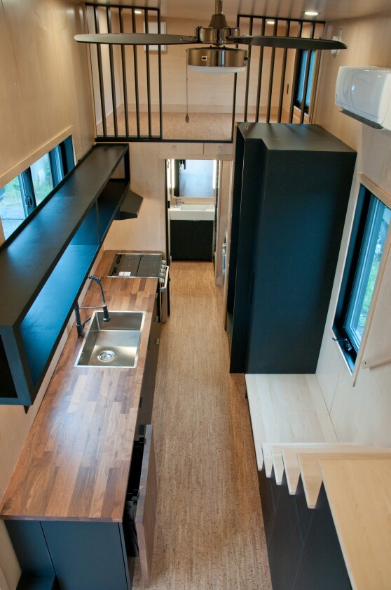 Top-down view of the Orme's kitchen area