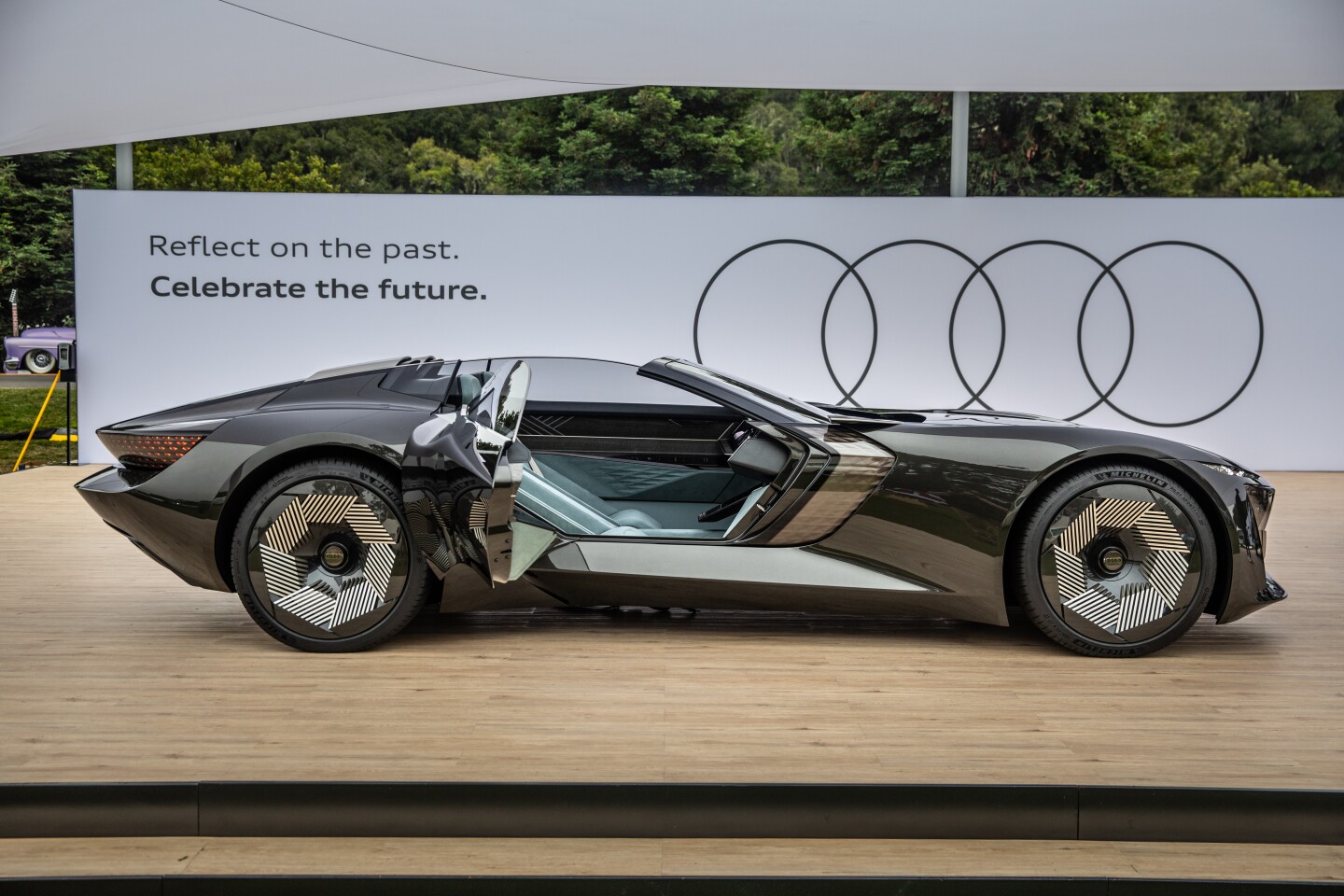 The shape-shifting Audi skysphere concept on the lawns of the Quail Lodge & Golf Club in Carmel Valley, California on 13 August 2021 during The Quail, A Motorsports Gathering