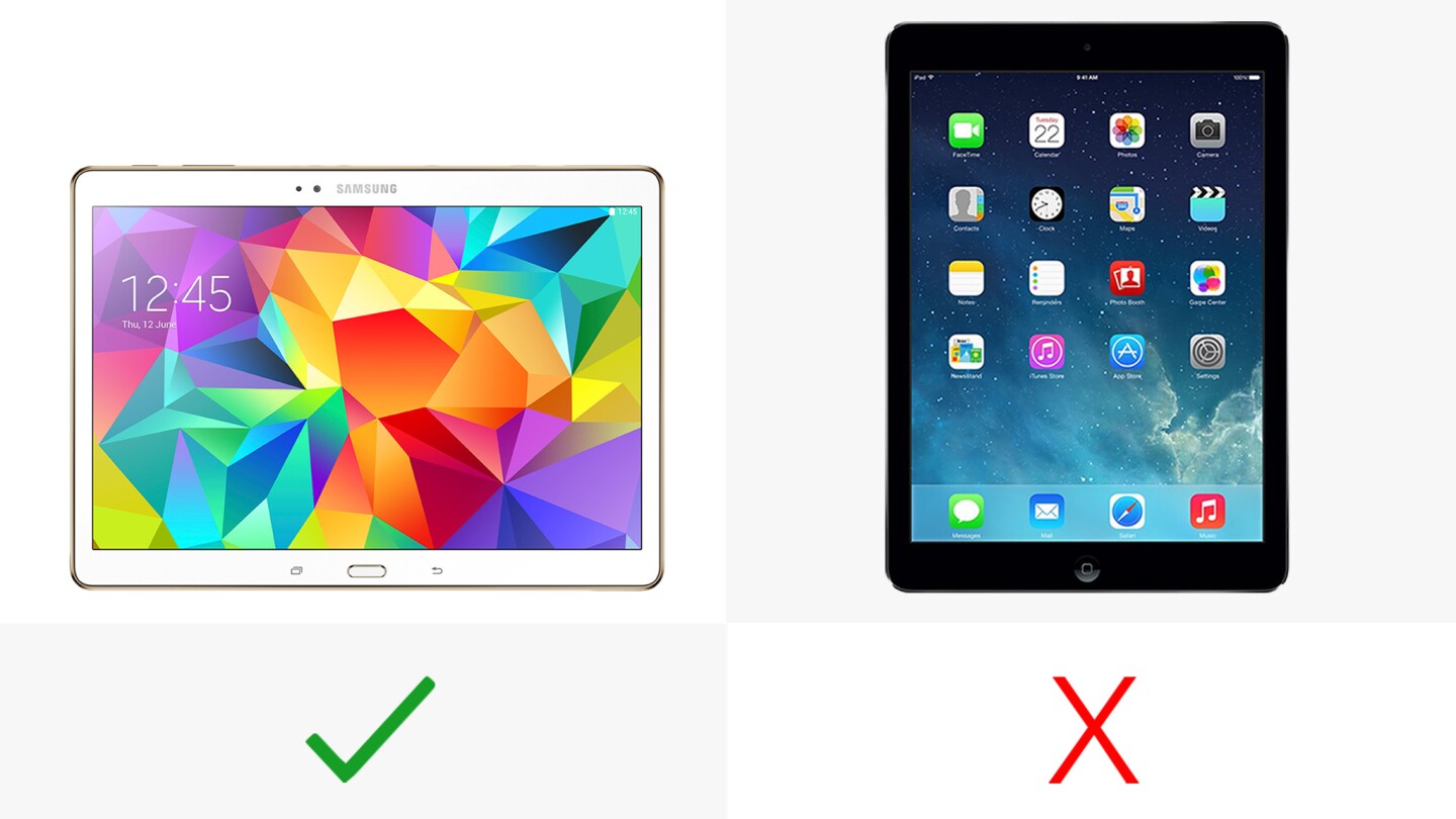 The Tab S has Samsung's "Multi Window" side-by-side multitasking