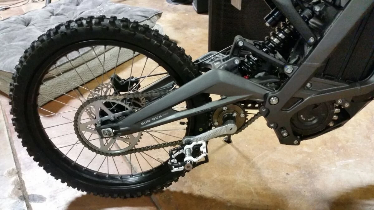 A set of "pedals" can be fitted to the Luna Sur-Ron as an option for an extra $150