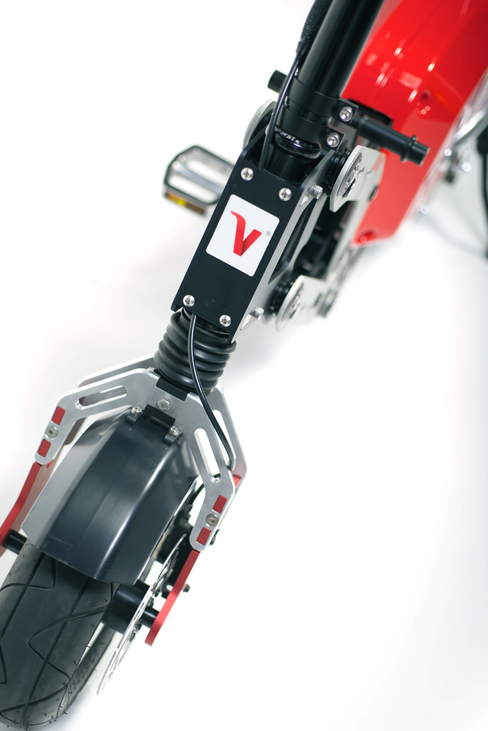 The Voltitude V1's front fork (Photo: Arnaud Lambert)