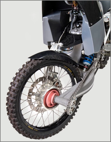The constant velocity joint in the center of the front wheel is one of the Projekt DT-A's most innovative parts