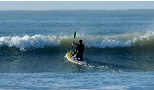 Hold Up's paddle works as both a stand-up paddle and a sit-down, dual-blade paddle