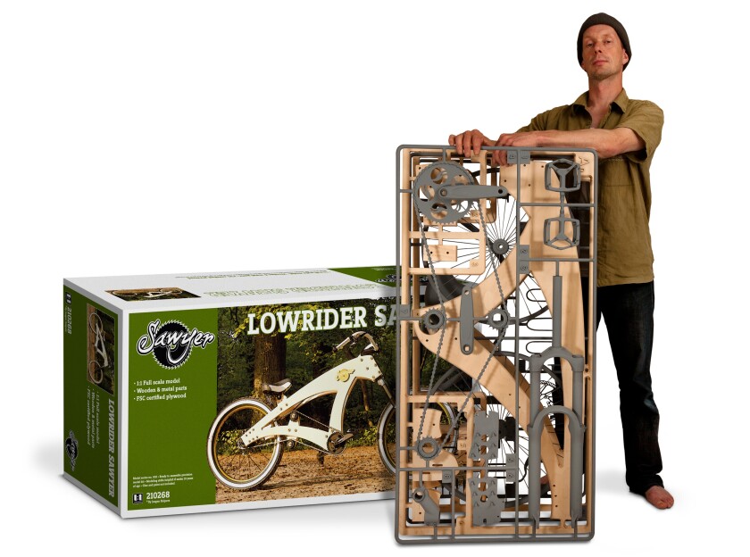 Jurgen Kuipers with his 1:1 model kit of the Sawyer