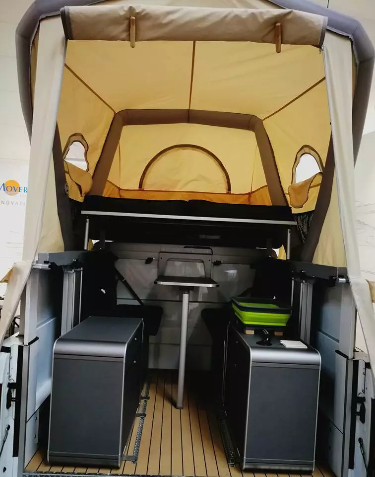 The GT Roof on a pickup truck with accompanying furniture