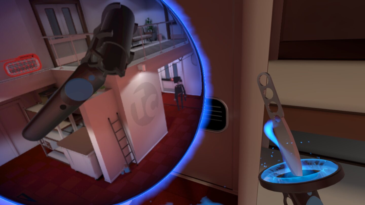 Looking through an open portal before jumping through