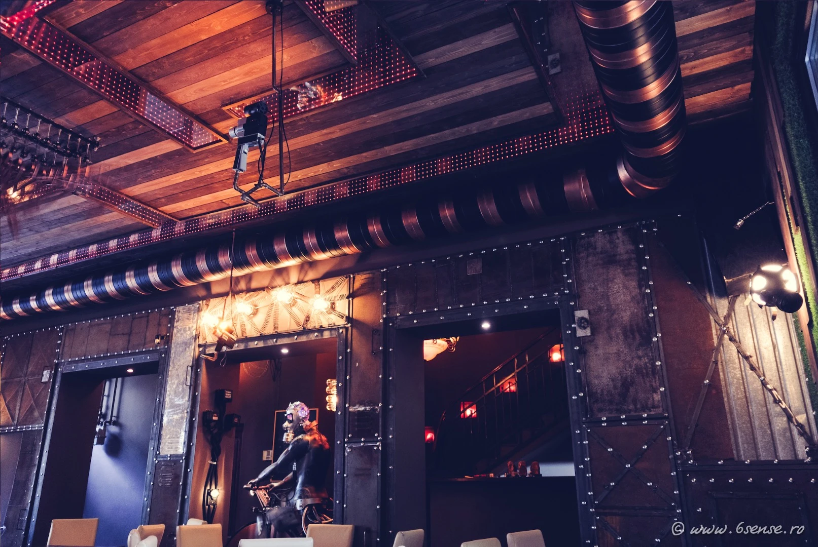 The Enigma Cafe boasts impressively intricate detailing, dominated by a large intricate clock
