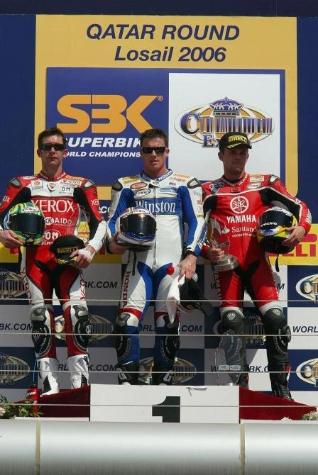 Race one podium with Bayliss, Toseland and Pitt