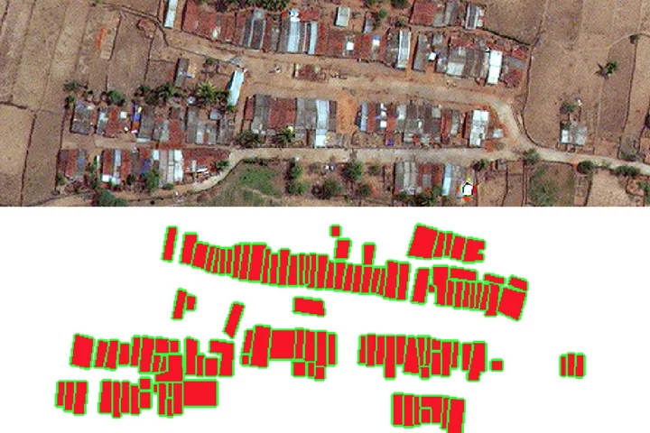 The team manually identified buildings, using them as examples to train the software to work autonomously (Image: MIT)
