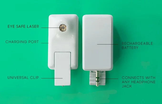 Bevel attaches to a smartphone or tablet via the headphone jack