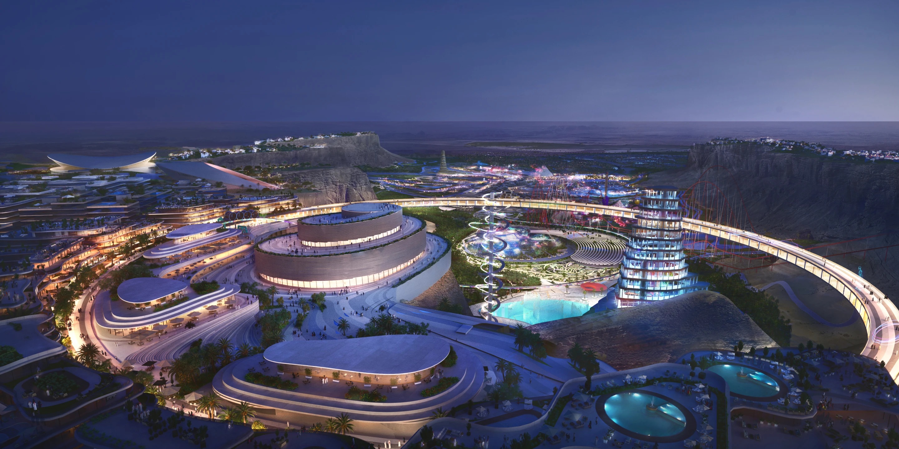 According to BIG's masterplan, about 30 percent of the land available will initially be developed for Qiddiya – still a considerable 103 sq km (39.7 sq miles)