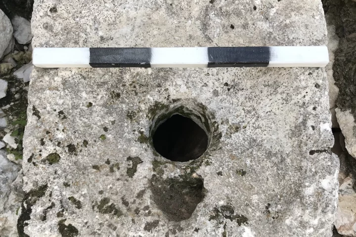 The toilet seat taken from the House of Ahiel, excavated in the Old City of Jerusalem