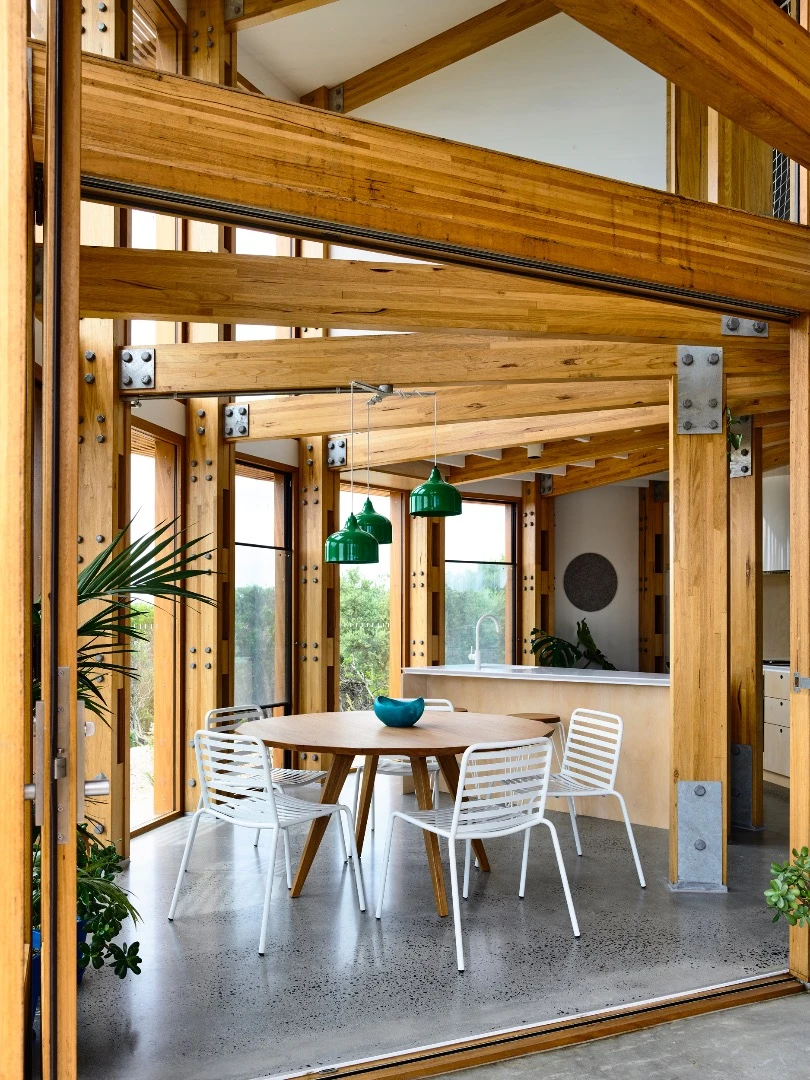 St Andrews Beach House is predominantly constructed from timber