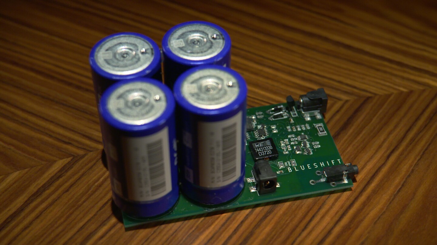 The Helium Mono's four Maxwell BCAP0350 supercapacitors