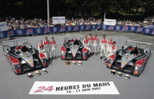 The Audi Le Mans Team at scrutineering
